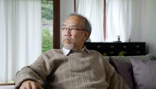 Asian,Elderly,Senior,Male,Or,Depressed,Grandpa,At,Nursing,Home